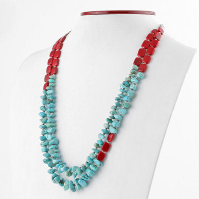 Natural Turquoise and Red Jasper Necklace