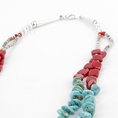 Natural Turquoise and Red Jasper Necklace