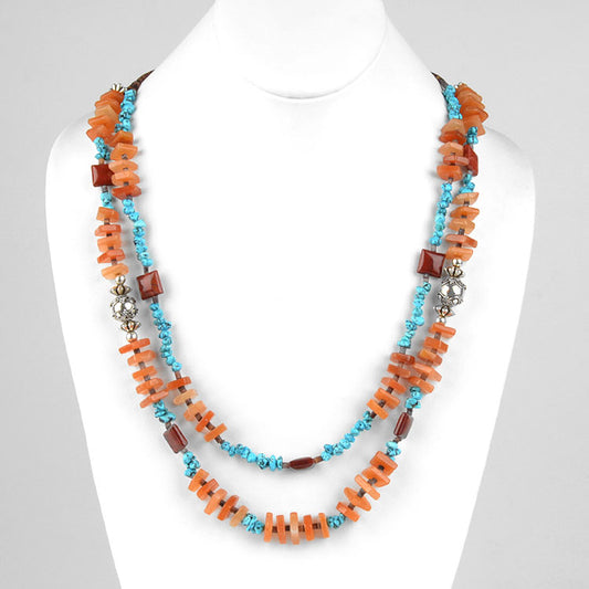 Carnelian Turquoise and Jasper Natural Necklace