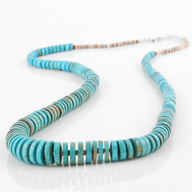 Long Heishi Beads Turquoise Necklace