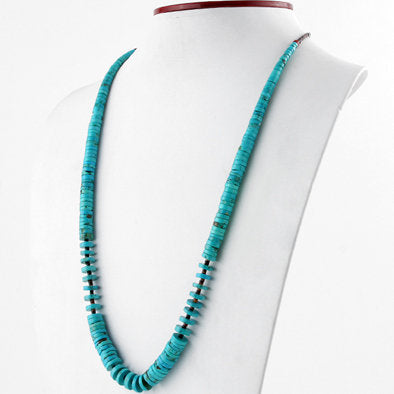 Long Heishi Bead Turquoise Necklace