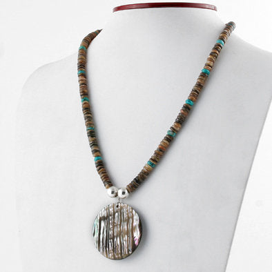 Turquoise Beads with Abalone Pendant