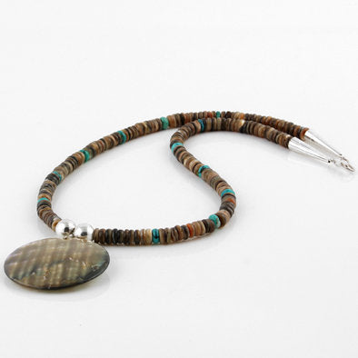 Turquoise Beads with Abalone Pendant