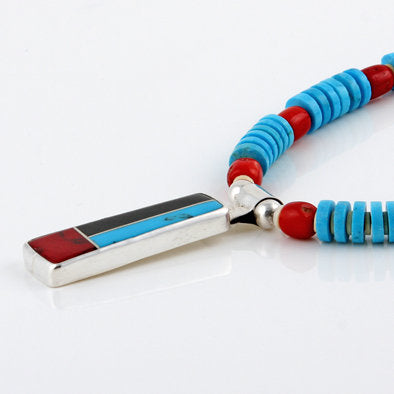 Inlay Pendant Natural Turquoise Necklace