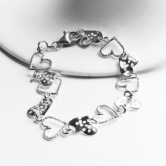 Silver Bracelet of Hearts