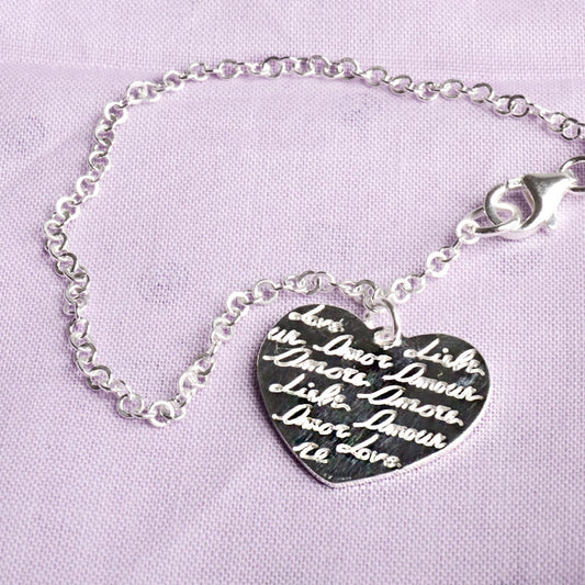 Dangling Silver Heart Bracelet