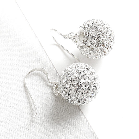 Pavé Crystals Disco Ball Hook Earrings