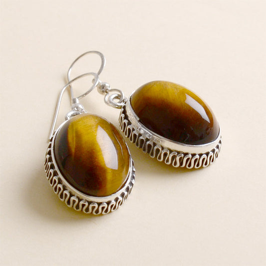 Tiger's Eye in Silver Earrings