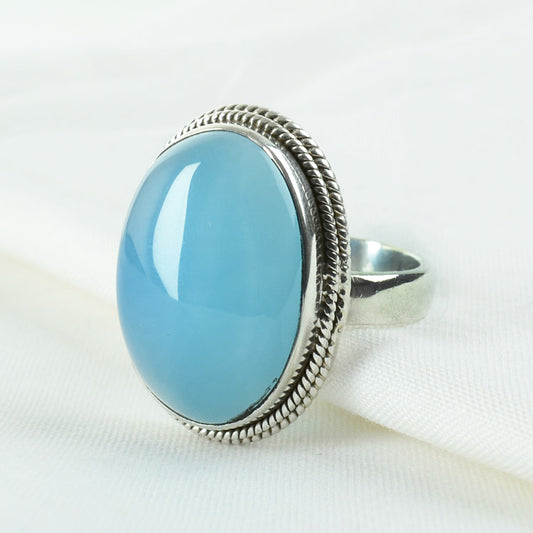Unisex Blue Chalcedony Ring