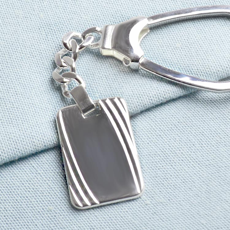 Sterling Silver Keychain with Dog Tag