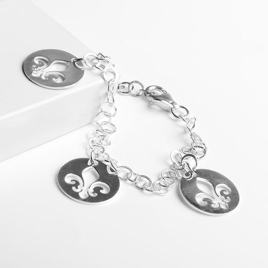 Silver Fleur de Lis Charm Bracelet