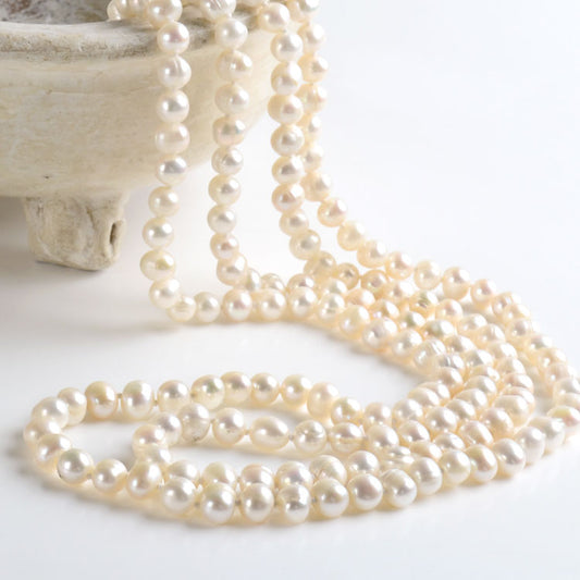 Super Long Freshwater Pearl Strand Necklace