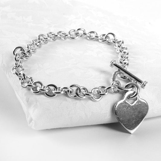 Silver Chain Heart Toggle Bracelet