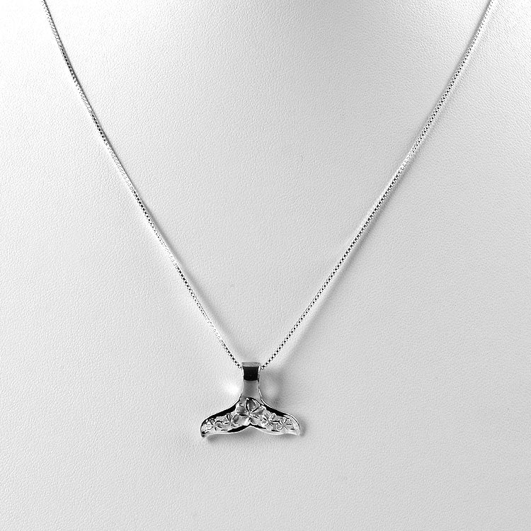 Whale Tail Pendant with Flowers