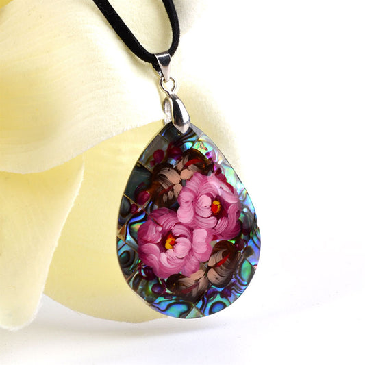 Zhostovo on Abalone Necklace