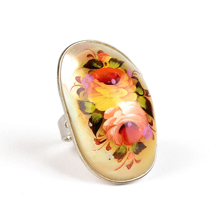 Zhostovo Mother of Pearl Ring