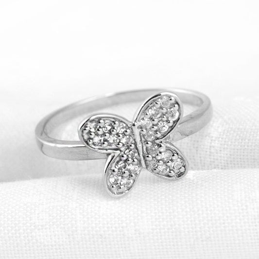 Simple Silver Butterfly Ring