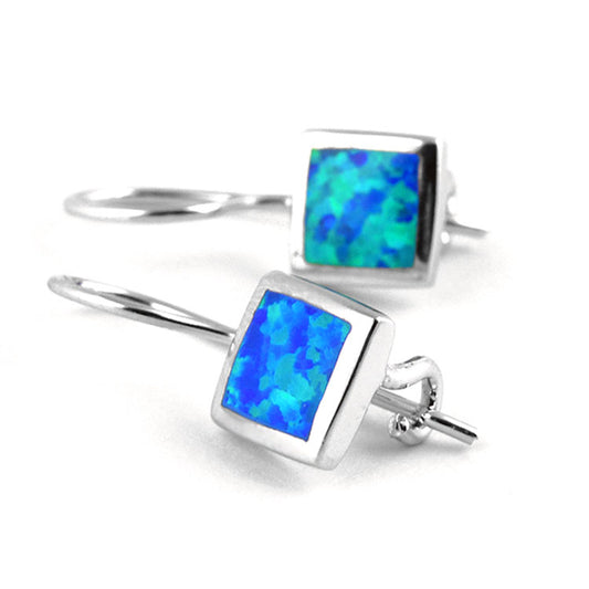Little Blue Opal Square Earrings