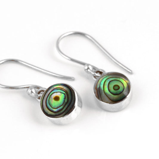 Mini Round Abalone Earrings