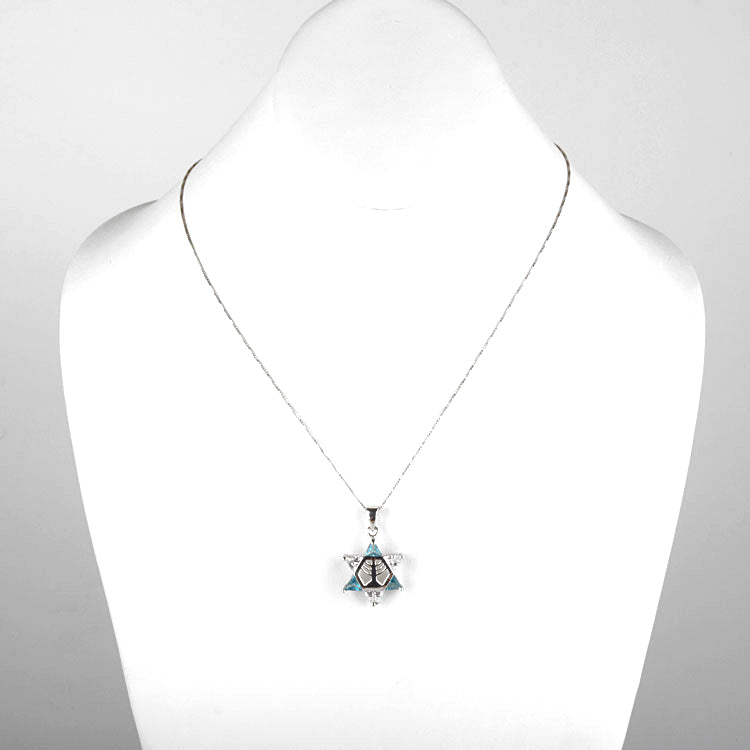 Blue & White Star of David Pendant