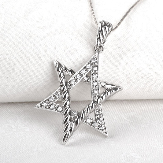 Stylized Silver Star of David Pendant