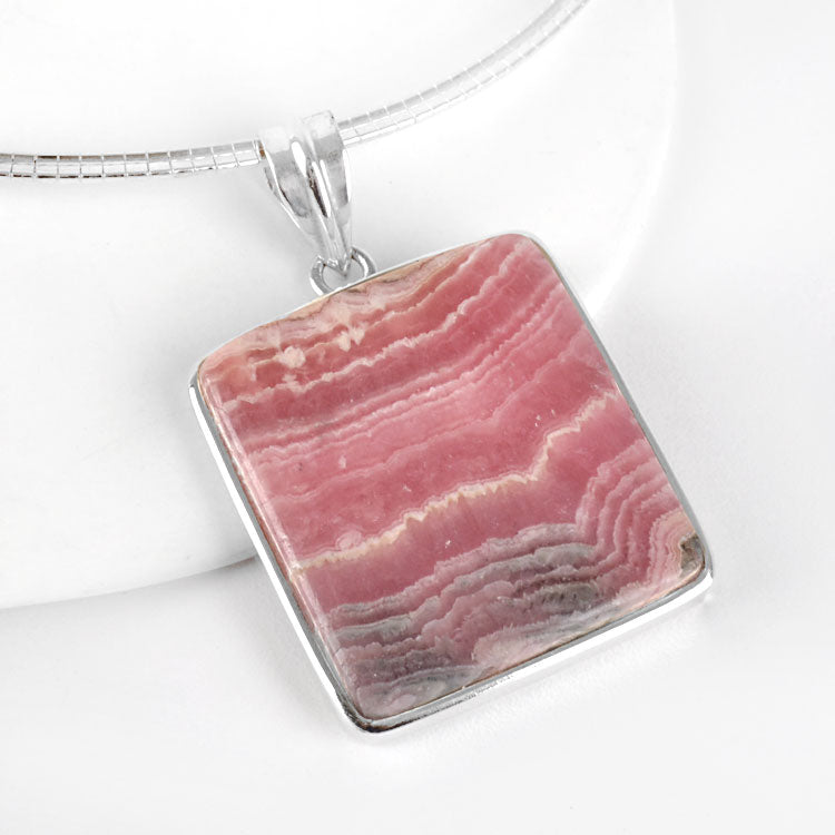 Rhodochrosite Square Pendant