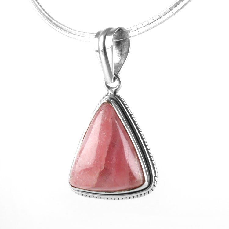 Rhodochrosite Triangle Pendant