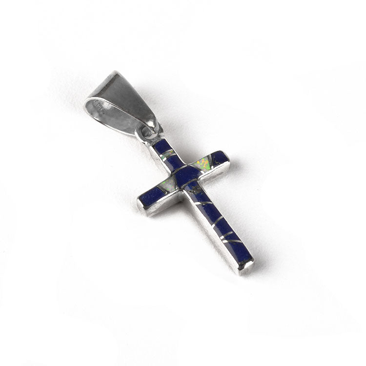 Reversible Cross Pendant - Opal or Lapis Lazuli