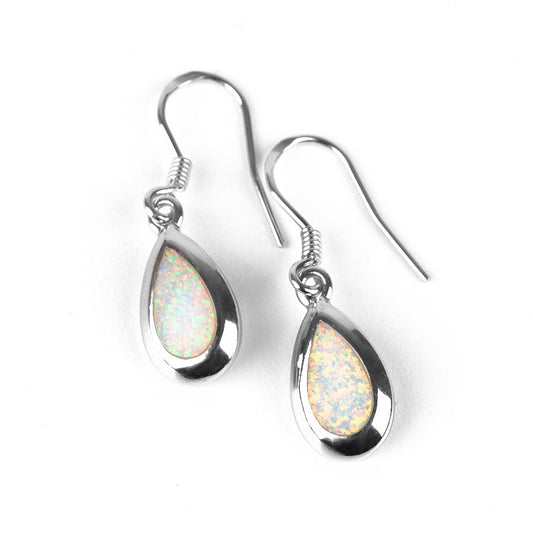 Tiny Opal Silver Drop Earrings