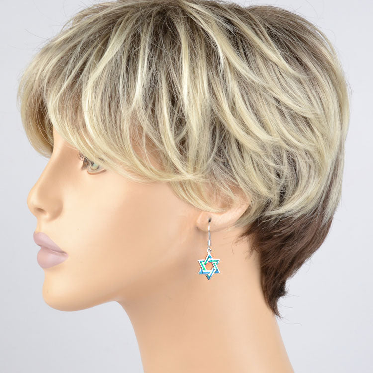 Blue Opal Star of David Earrings