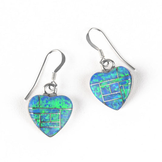 Opal Inlay Heart Earrings