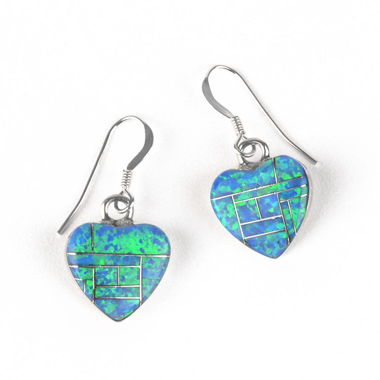 Opal Inlay Heart Earrings