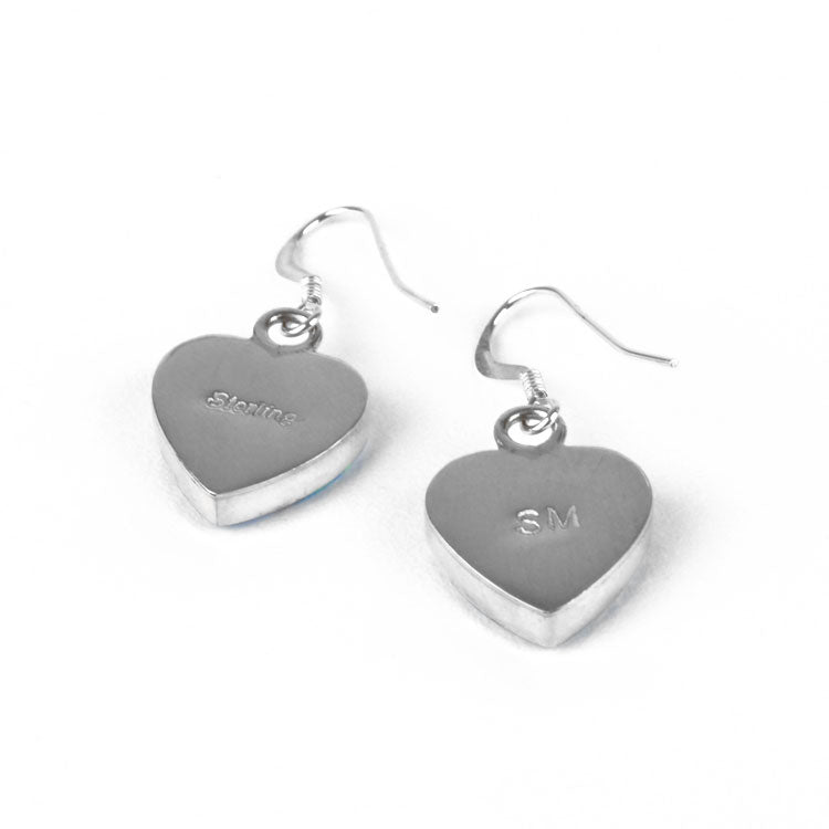 Opal Inlay Heart Earrings