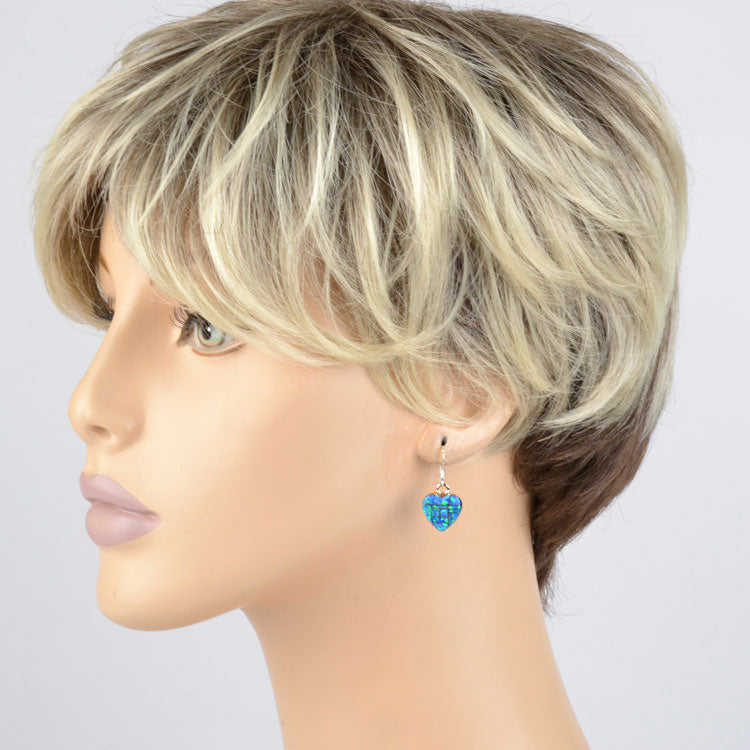 Opal Inlay Heart Earrings