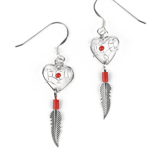 Heart Shaped Dreamcatcher Earrings