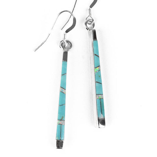 Turquoise Inlay Bar Earrings