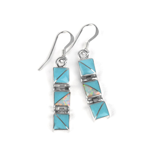 Dangling Turquoise Squares Earrings