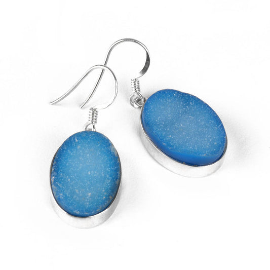 Blue Druzy Gemstone Earrings