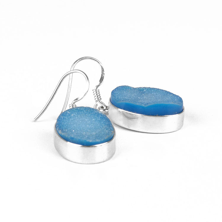 Blue Druzy Gemstone Earrings