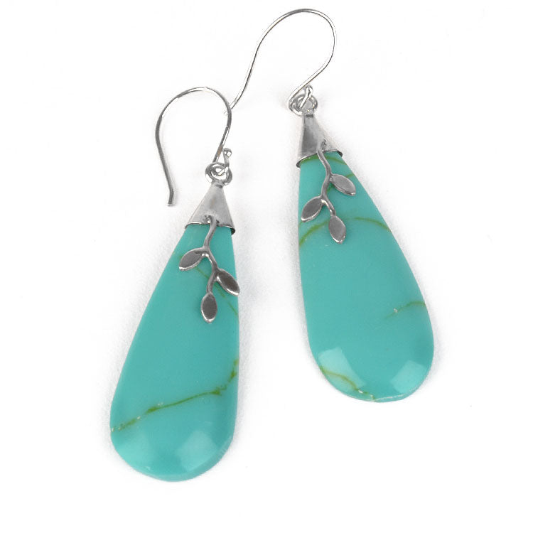 Created Turquoise Drop Earrings
