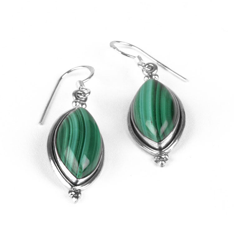 Malachite in Silver Earrings