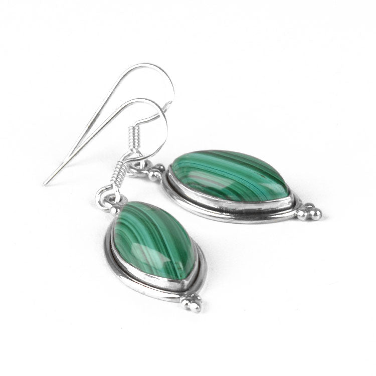 Malachite in Silver Earrings