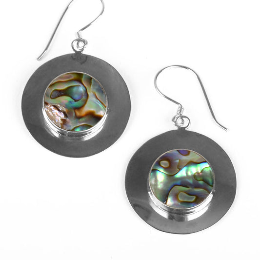 Abalone & Silver Circle Earrings