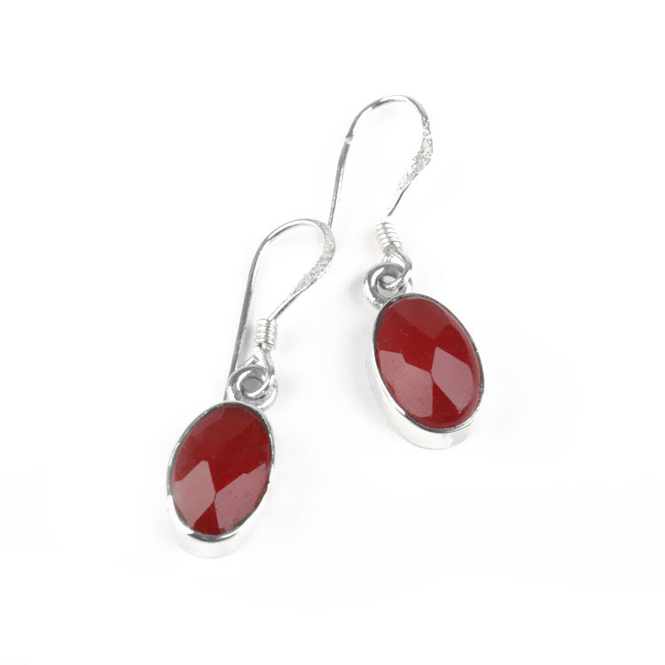 Faceted Raw Ruby Gemstone Earrings