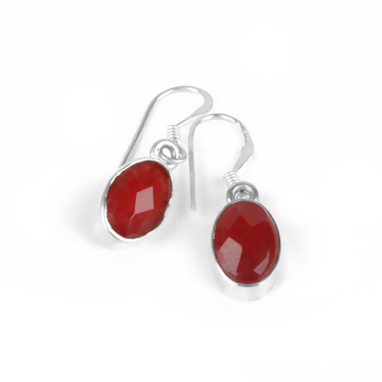 Faceted Raw Ruby Gemstone Earrings