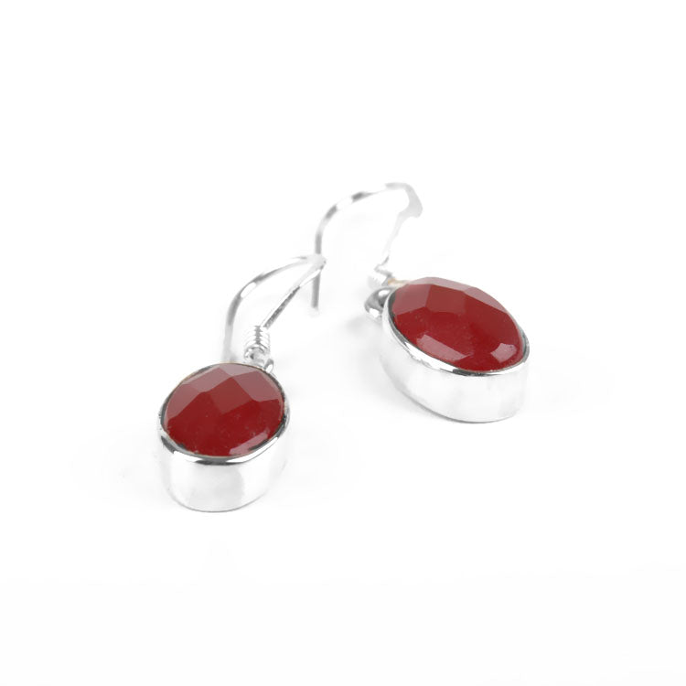 Faceted Raw Ruby Gemstone Earrings