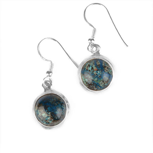 Small Round Moss Agate Earrings