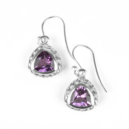 Triangular Amethyst Earrings