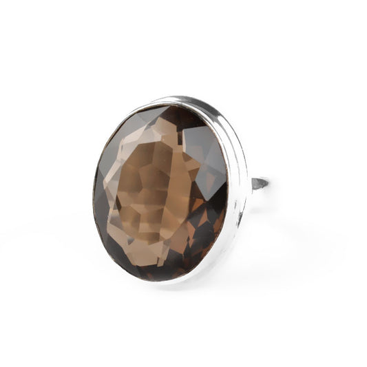 Oval Cut Smokey Quartz Ring