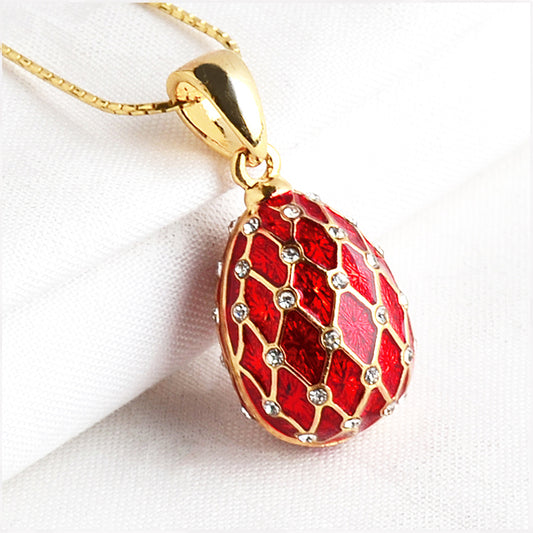 Red Gold Trellis Faberge Egg Pendant